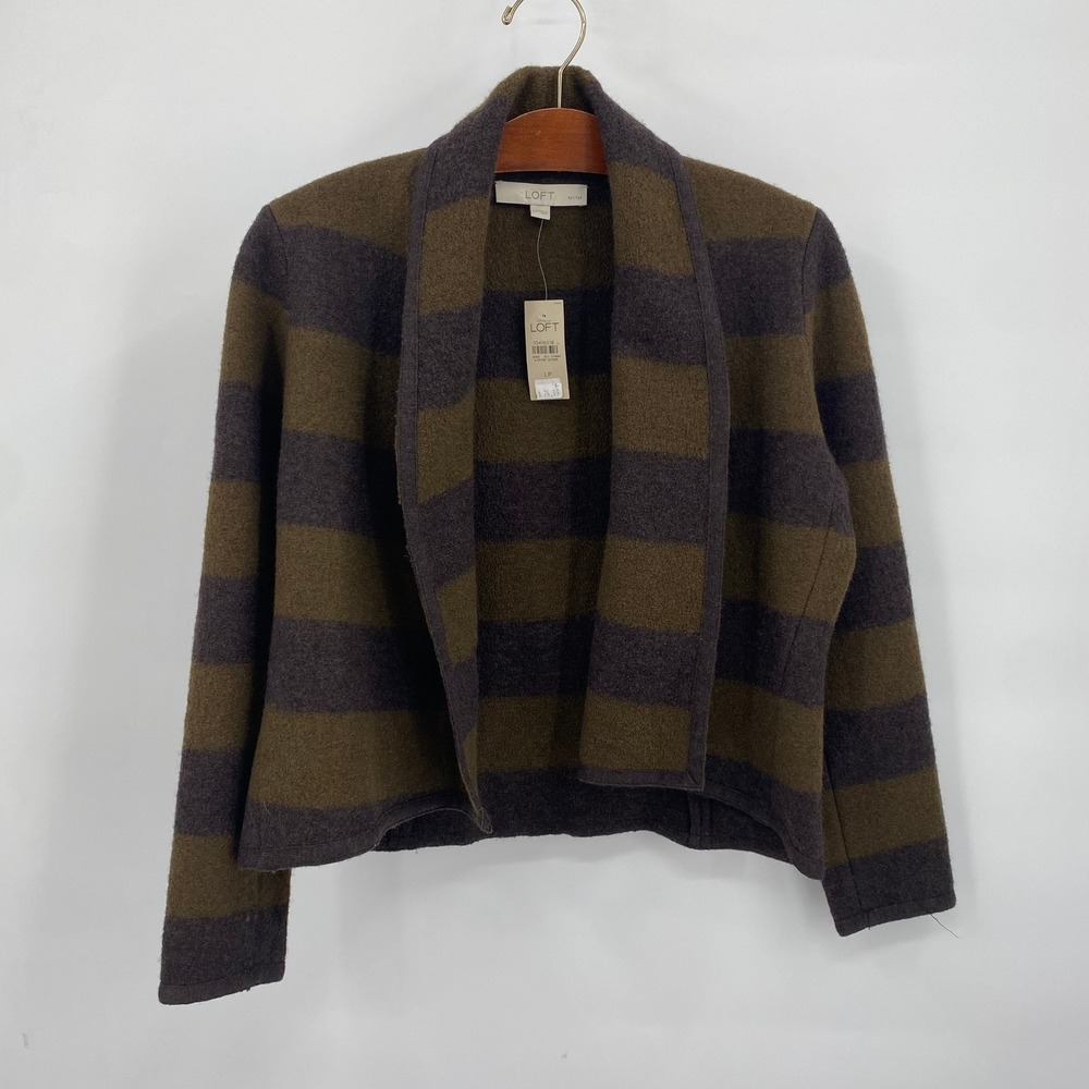 Loft‎ Women's Large Petite Cardigan Brown and Olive Sweater Casual Jacket